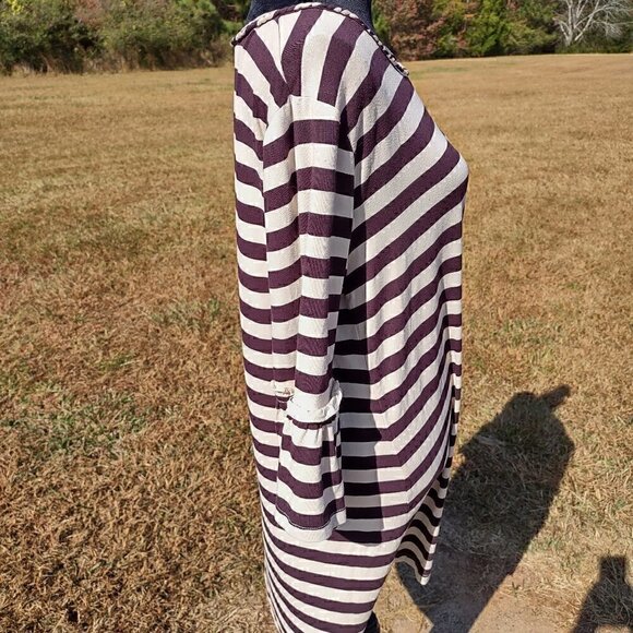 CBOCS (Cracker Barrel) Deep Purple/Cream Striped Dress Size L (NWT) - Picture 4 of 9